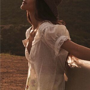 Pilcro Short-Sleeve Sheer Silky Blouse